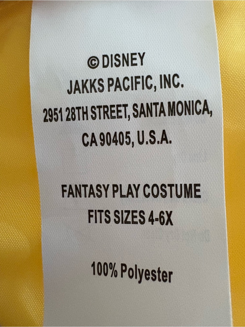 DISNEY Princess Belle Costume Dress - Fantasy Play Dress Up - Size 4-6 Girls - Picture 7 of 7